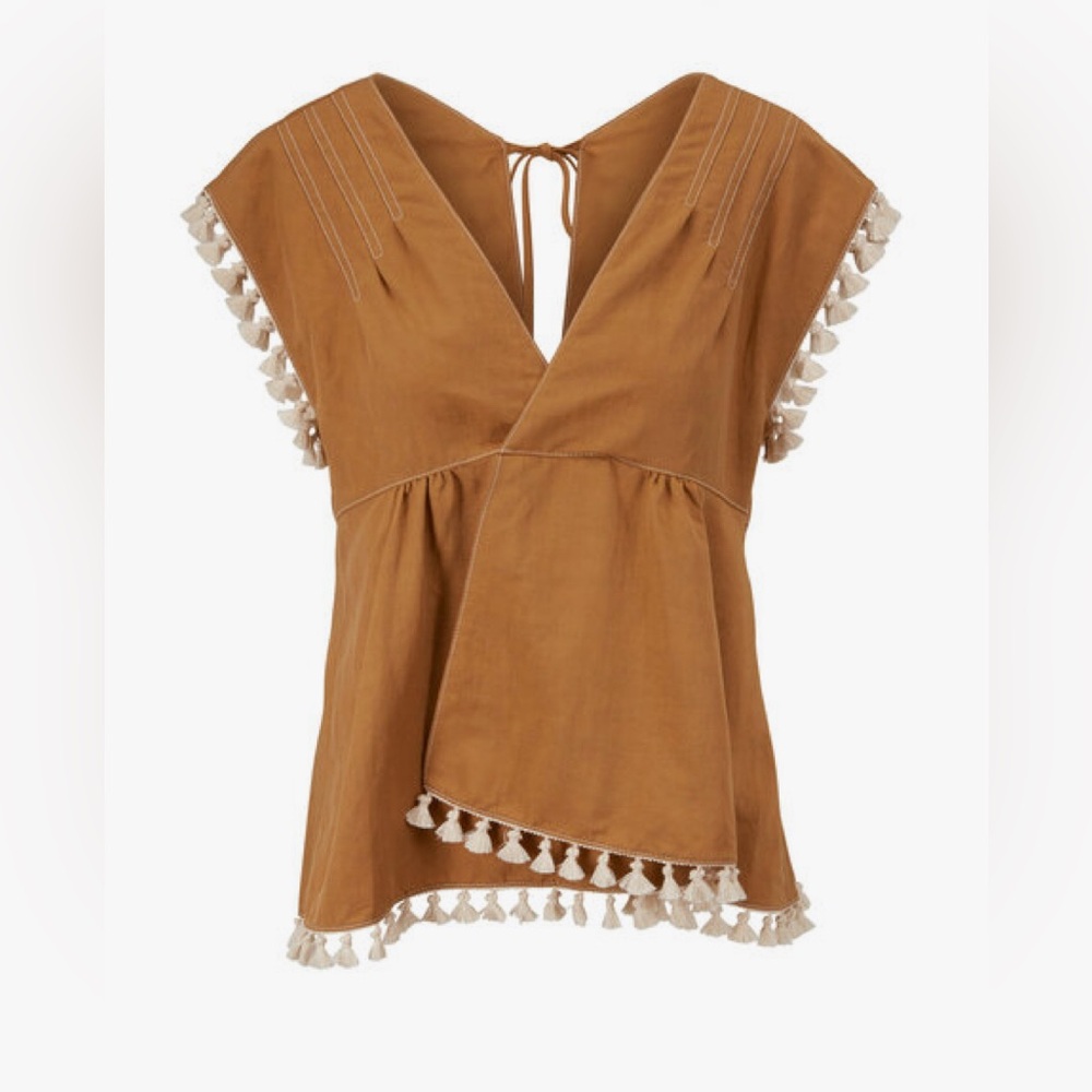 Dorothee Schumacher Into the Sun Sand Tassel Trim Top Size XS NEW WITH TAGS